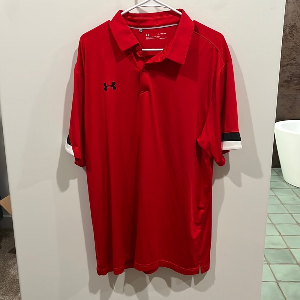 Red golf polo